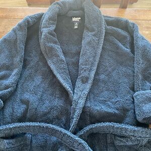 Lands' End Deep Navy Plush Shawl-Collar Robe